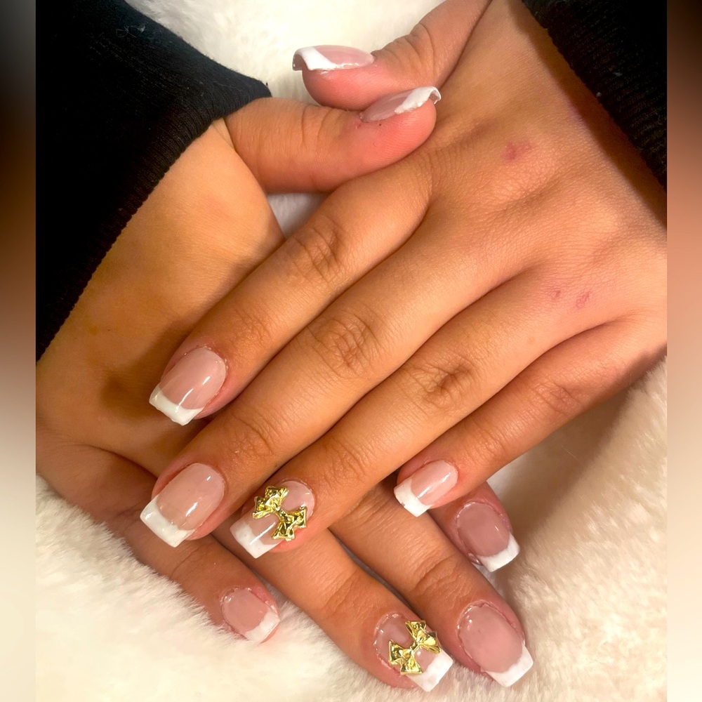 Short Square French Tip Gel Nails